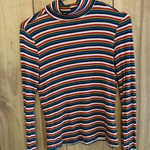 Stripped Turtleneck Long Sleeve